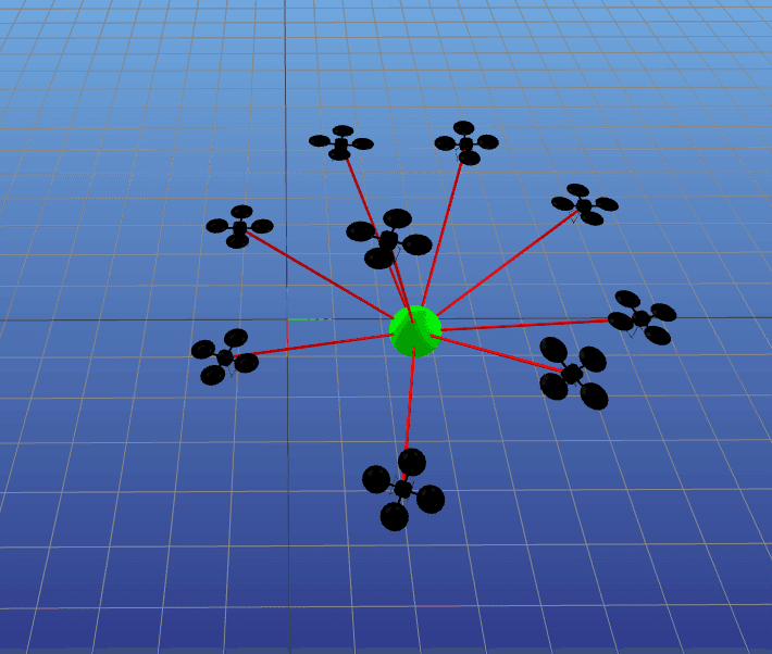 Diagram of multi-quadrotor cable-suspended load transport with hybrid control